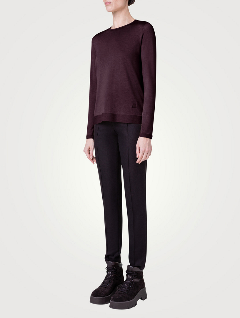 AKRIS Pull en cachemire et en soie sans coutures  Pourpre