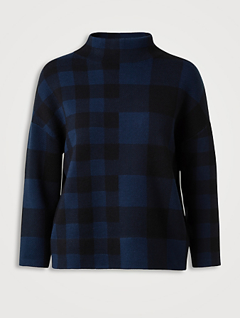 Merino Wool Gingham Jacquard Sweater
