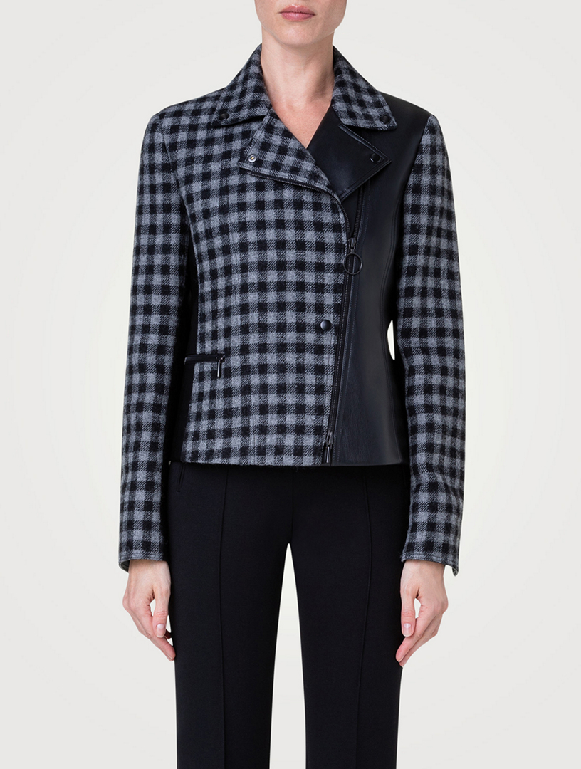 Wool Tweed Mixed Moto Jacket