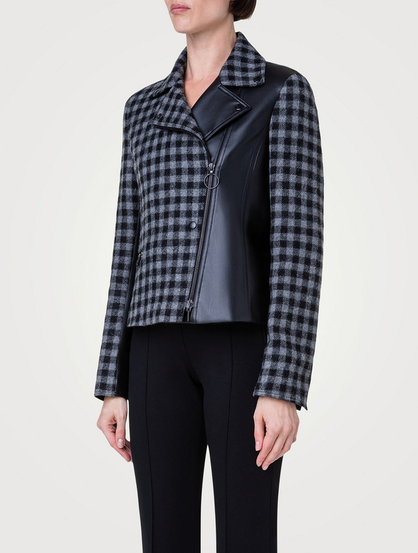 AKRIS PUNTO Wool Tweed Mixed Moto Jacket | Holt Renfrew