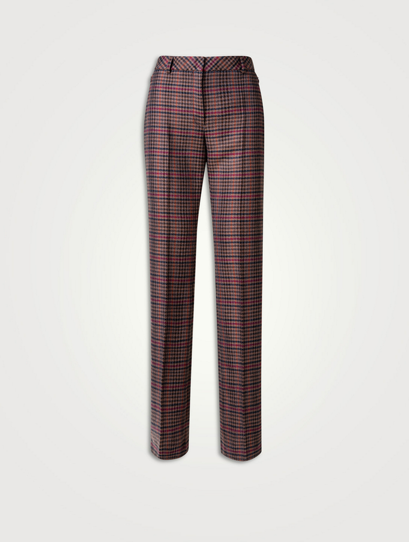 Marilyn Wool Bootcut Trousers In Check Print