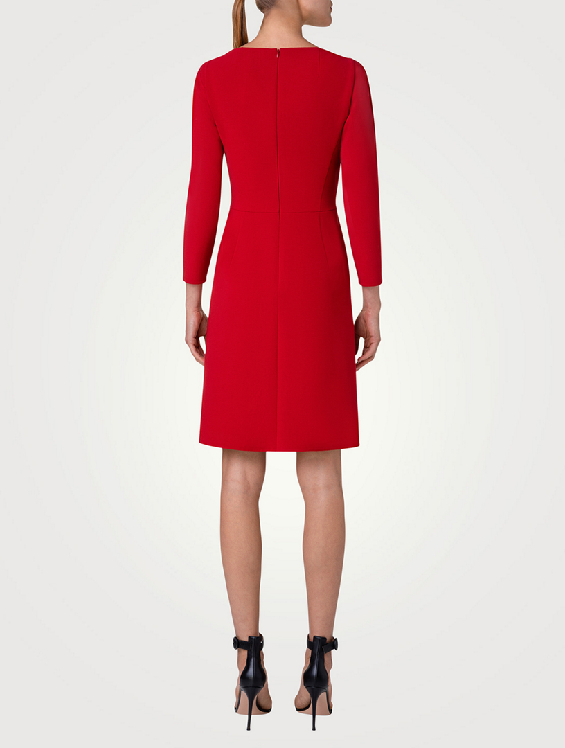 AKRIS Stretch-Wool Double-Face Sheath Dress  Red