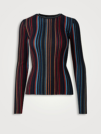 Irregular Striped Wool Silk Sweater