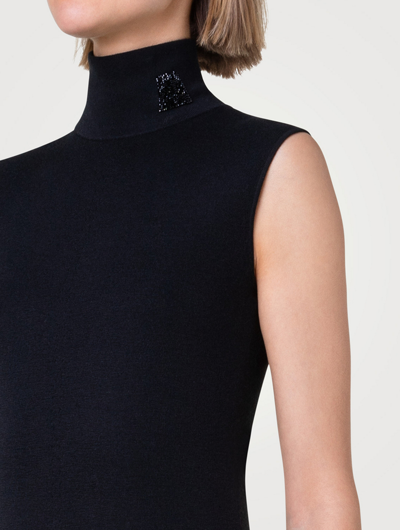 AKRIS Swarovski Crystal Cashmere And Silk Sleeveless Turtleneck | Holt  Renfrew