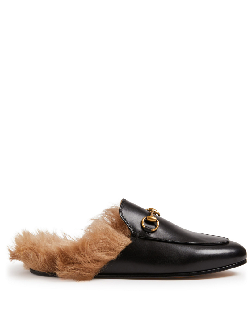 GUCCI Princetown Leather Slippers With Fur Holt Renfrew