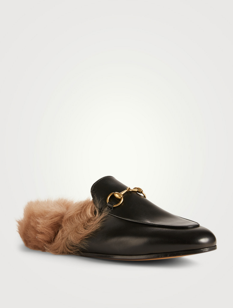 gucci flats with fur