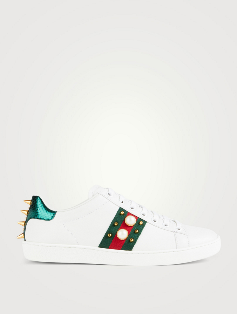 GUCCI Ace Studded Leather Sneakers 