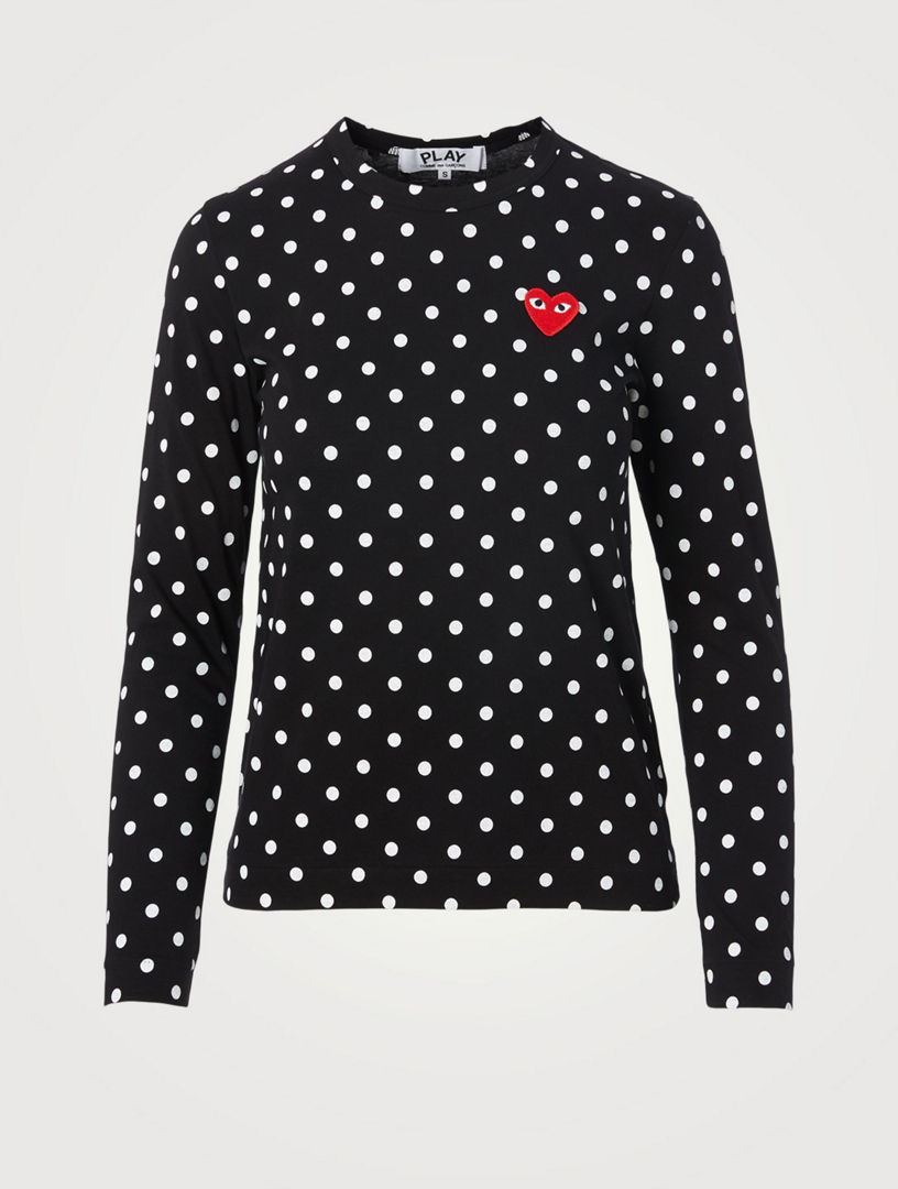 comme des garcons play long sleeve polka dot tee