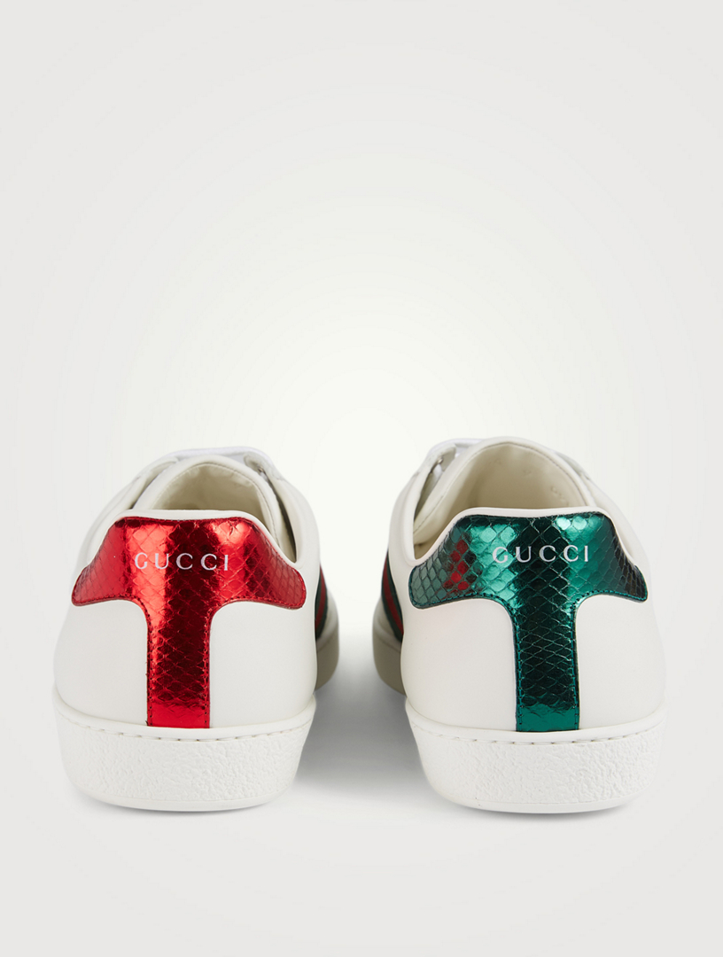 gucci new ace embroidered leather trainers