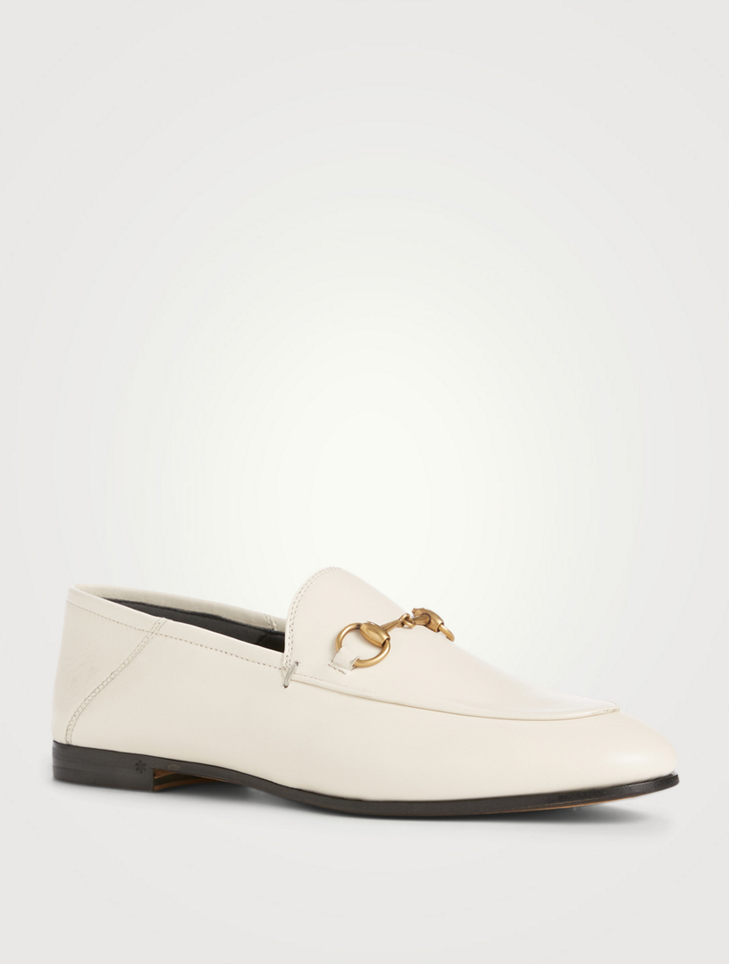 white horsebit loafers