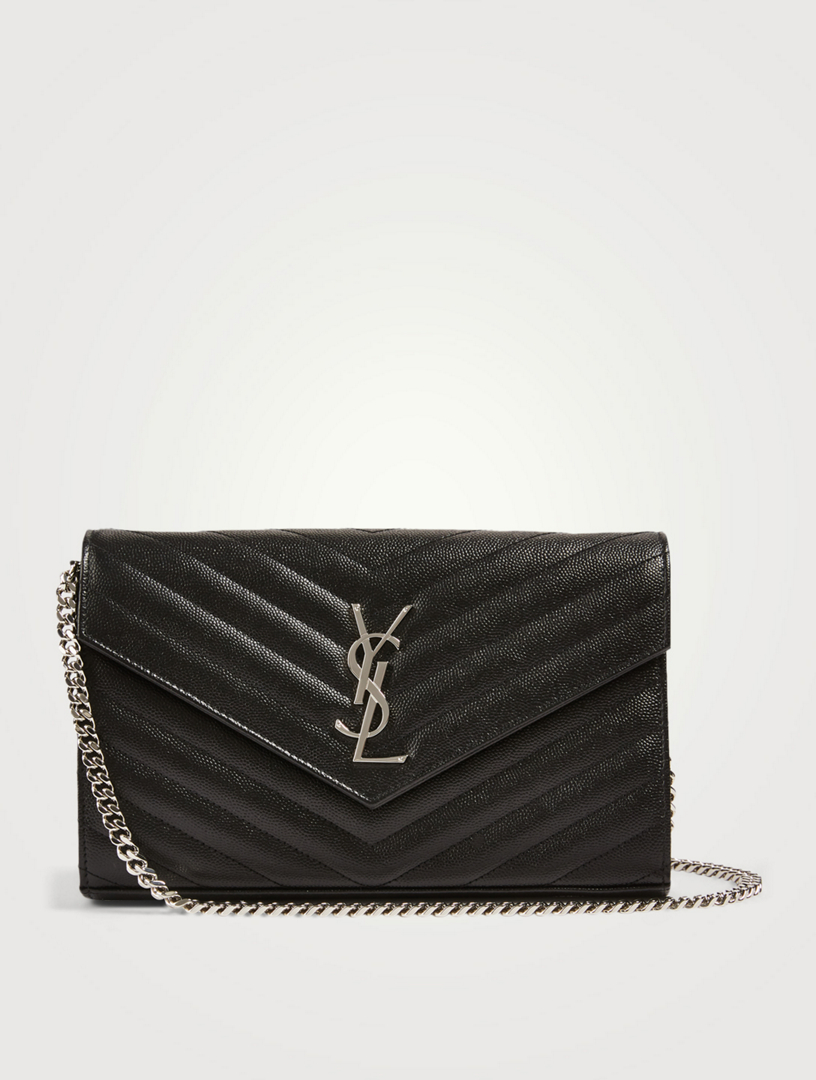 black leather ysl chain bag