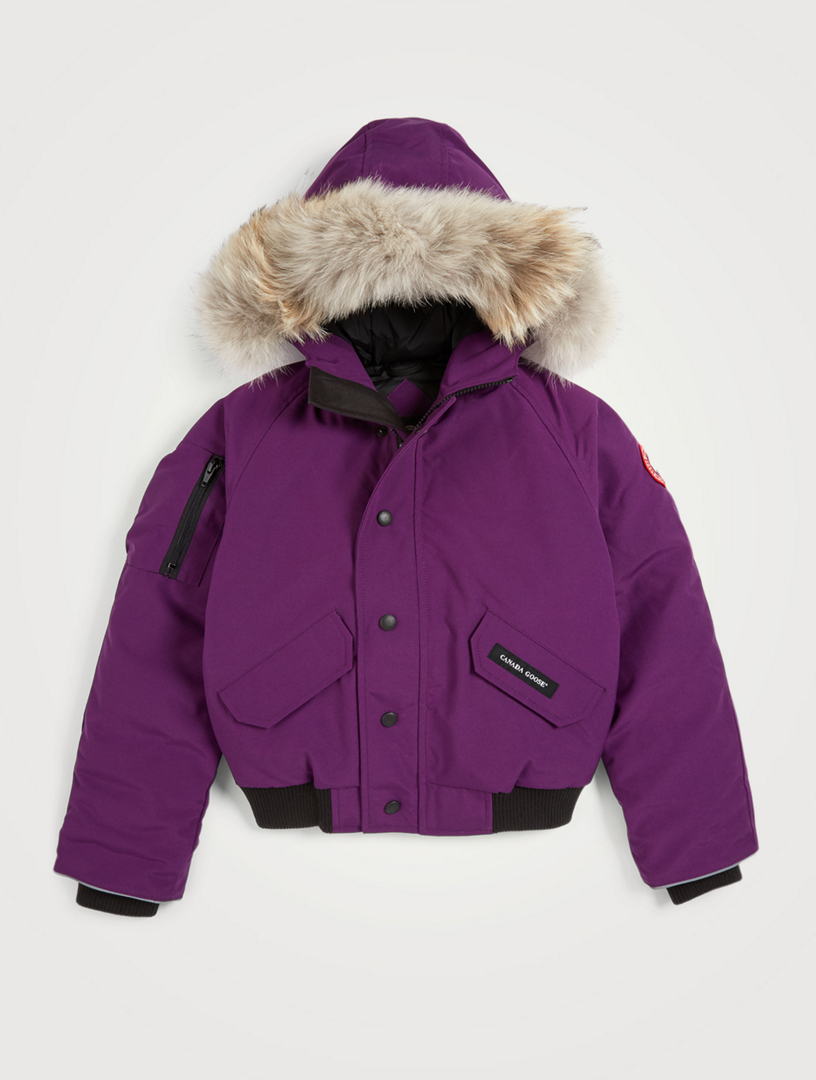 purple parka fur hood