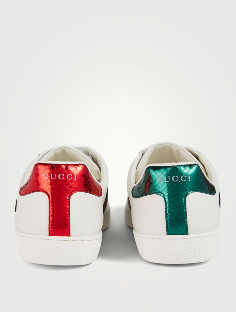 GUCCI Ace Leather Sneakers With Snake 