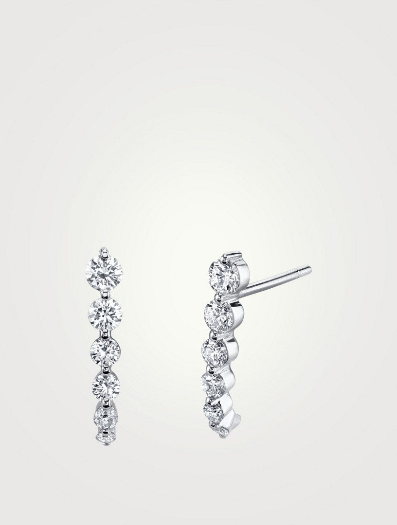 ANITA KO Boucles d’oreilles courtes en or blanc 18 ct à diamants cascadés Femmes Metallique