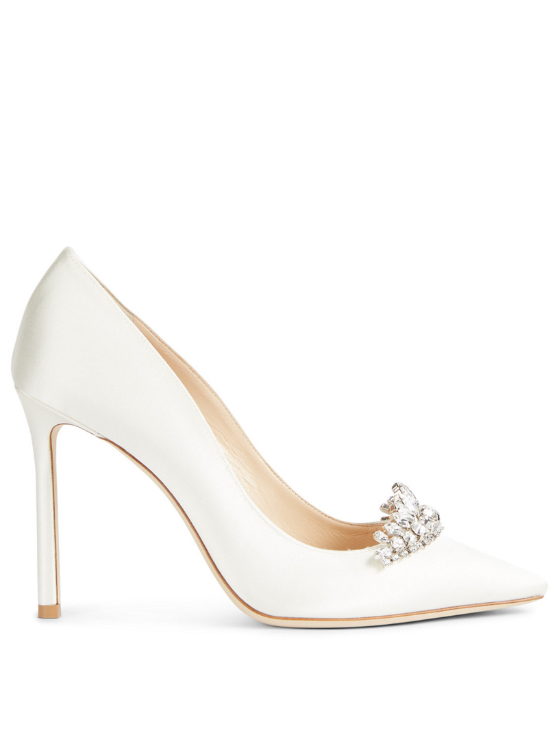 JIMMY CHOO Romy 100 Satin Pumps With Crystals | Holt Renfrew Canada