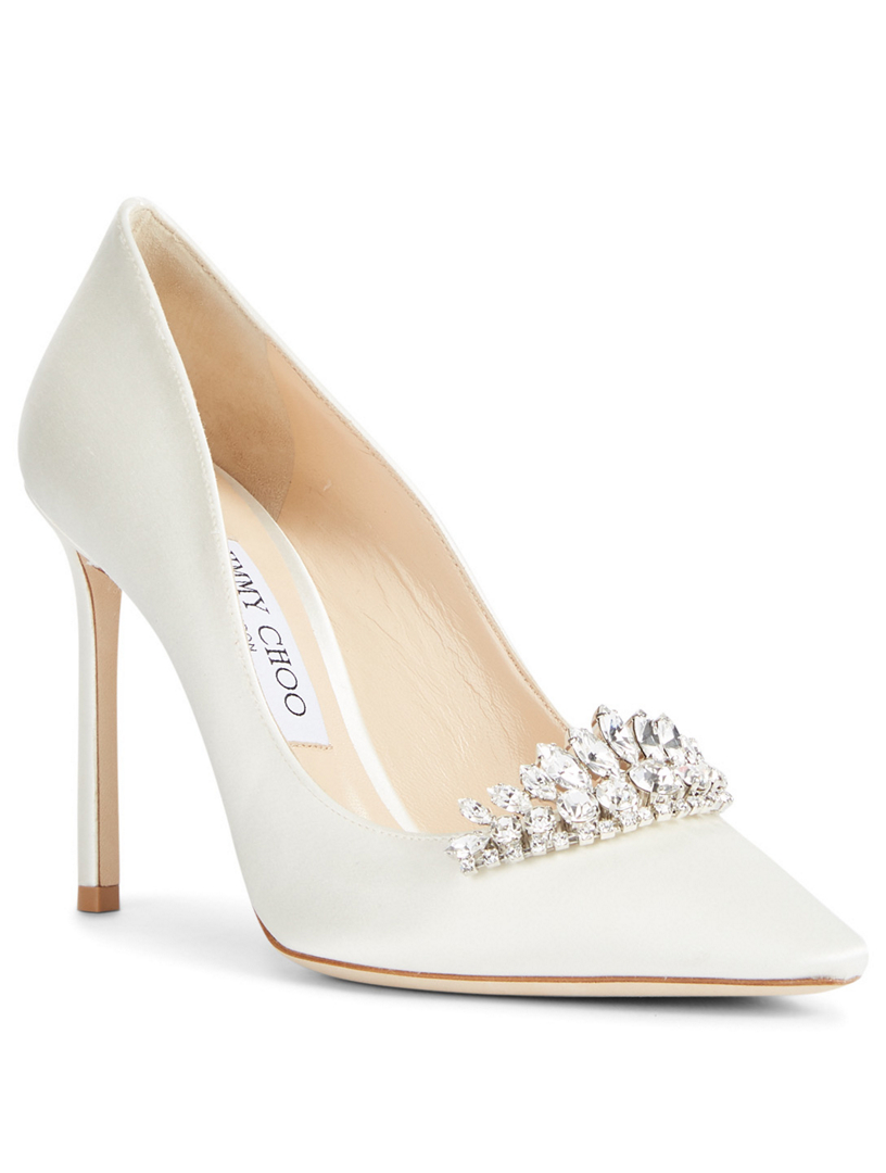 JIMMY CHOO Romy 100 Satin Pumps With Crystals | Holt Renfrew Canada