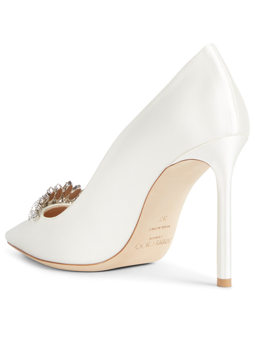 JIMMY CHOO Romy 100 Satin Pumps With Crystals | Holt Renfrew Canada