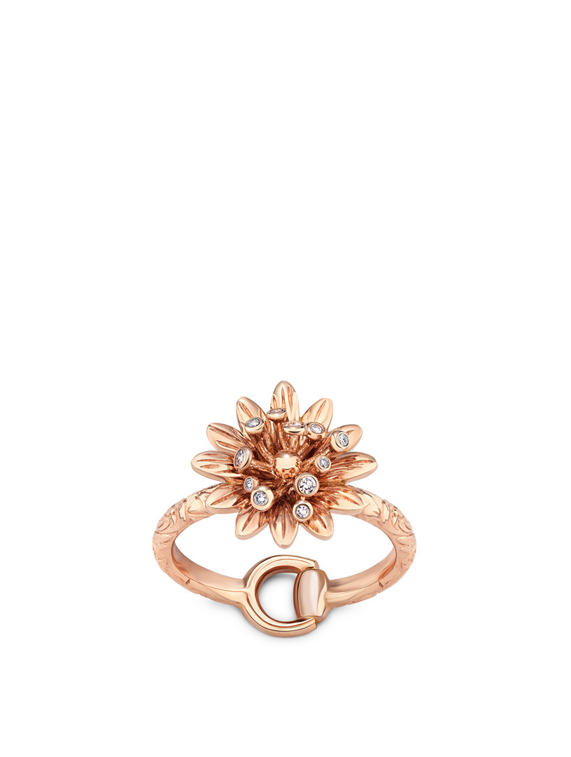 GUCCI Flora 18K Rose Gold Ring With Diamonds | Holt Renfrew Canada