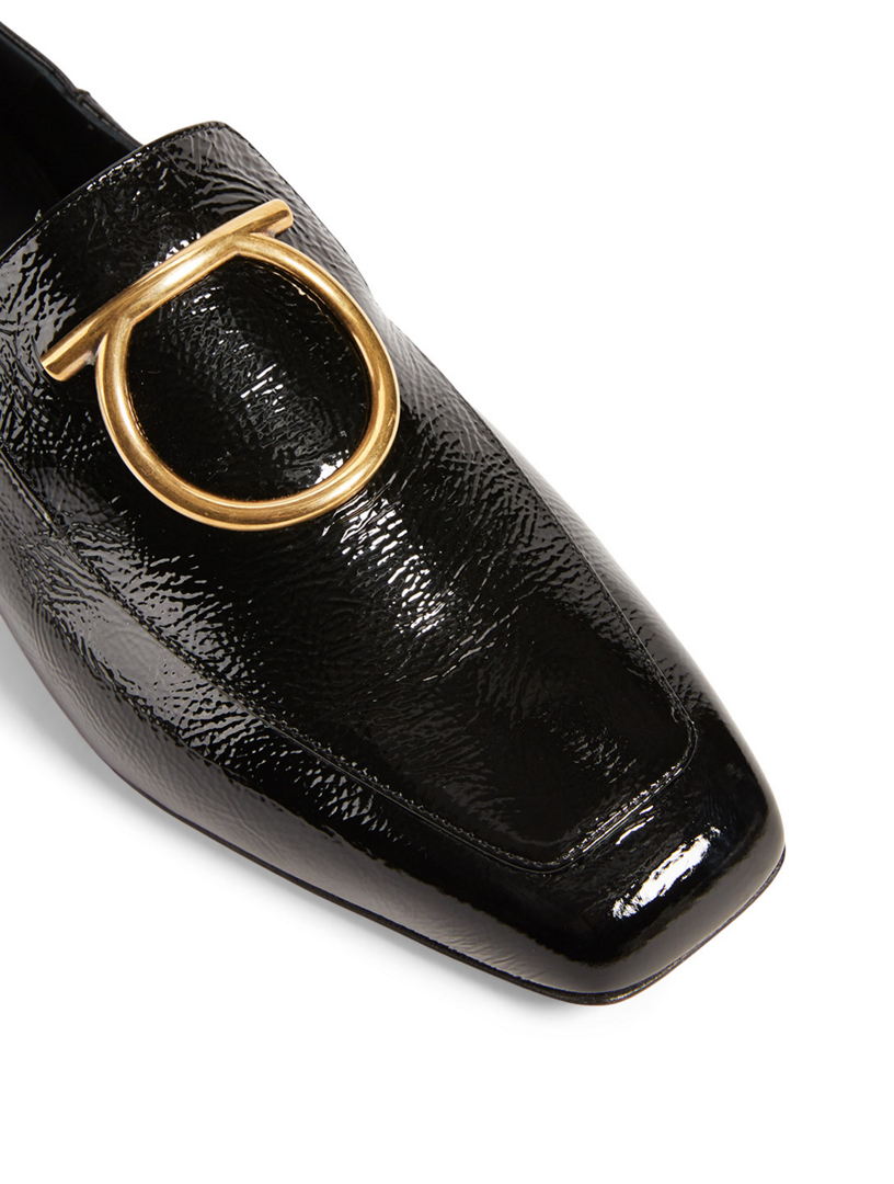 salvatore ferragamo side buckle leather loafers