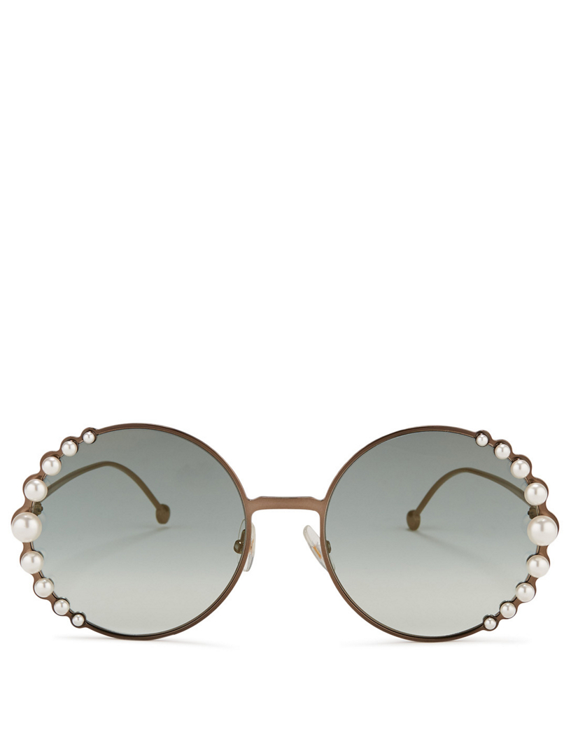 fendi round sunglasses with pearls