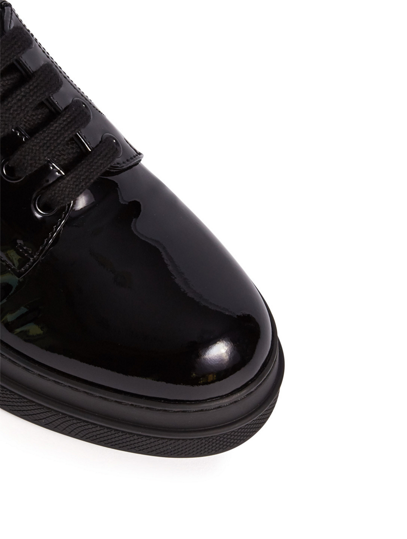 womens black patent prada trainers