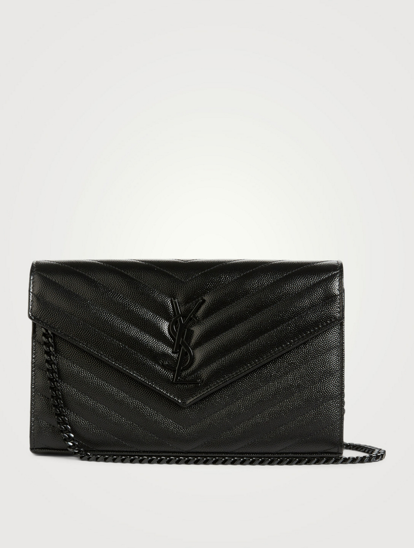 ysl large monogram quilted leather wallet on a chain