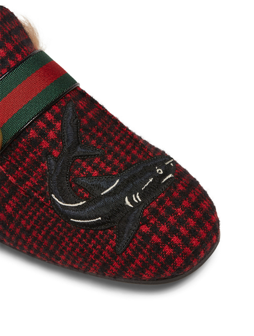 GUCCI Princetown Checkered Slippers With Lambswool | Holt Renfrew Canada