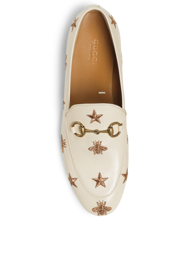 GUCCI Jordaan Embroidered Leather Loafers | Holt Renfrew