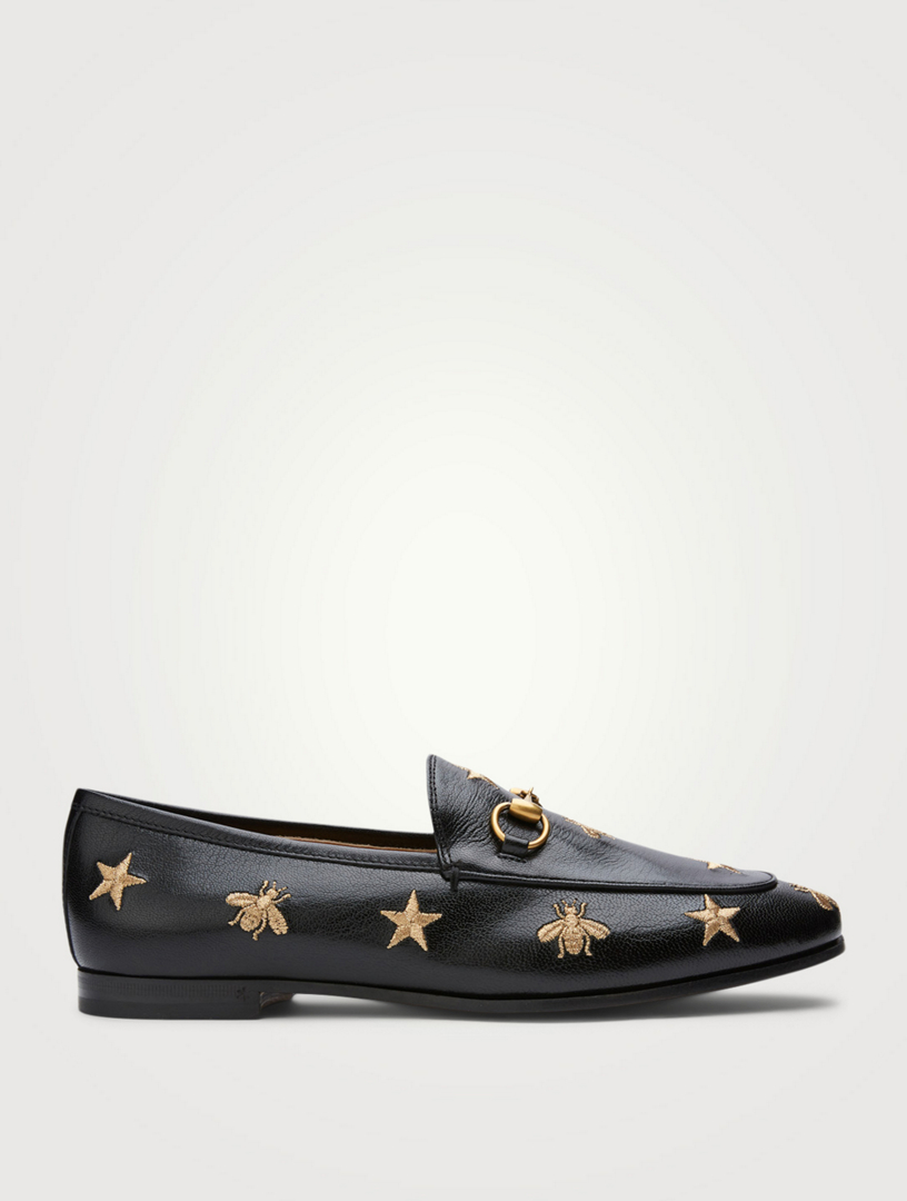 gucci jordaan embroidered leather loafer