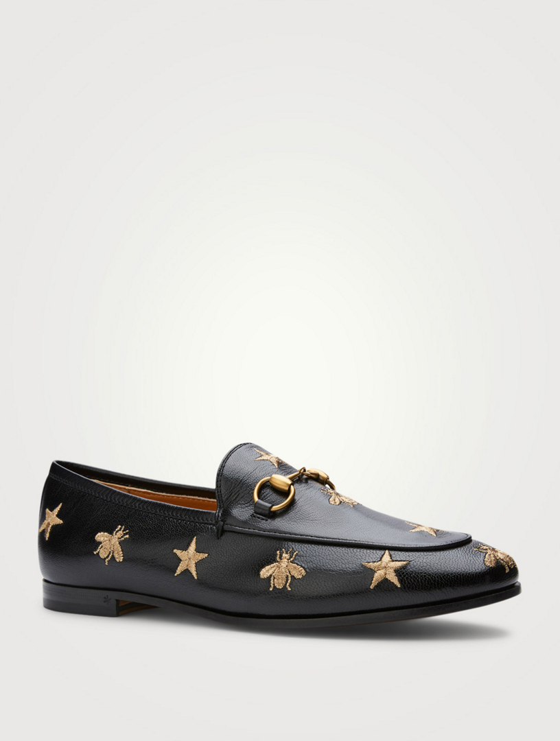 gucci jordaan star & bee leather loafer