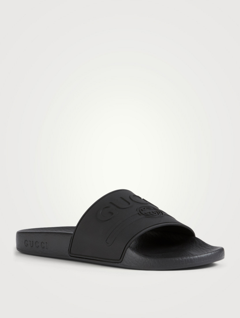 gucci logo rubber slide sandal