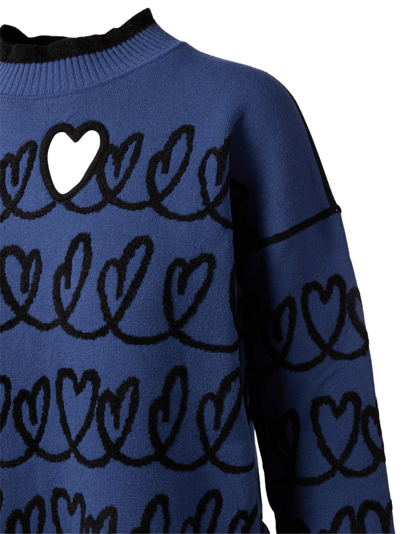 FENDI Scribble Heart Cut-Out Knit Dress 
