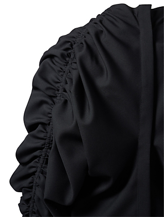 JIL SANDER Faustine Wool Blouse With Ruched Sleeves Women's Black