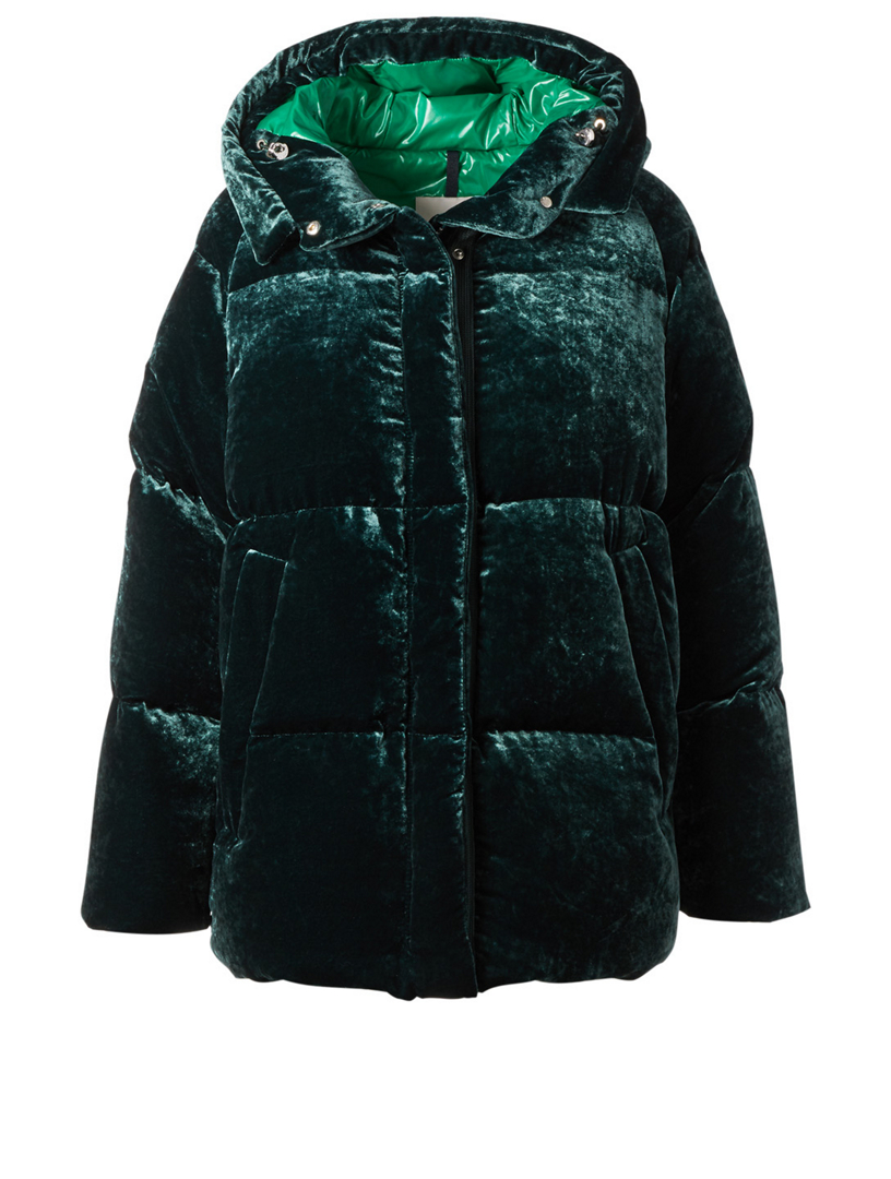 moncler butor velvet puffer coat