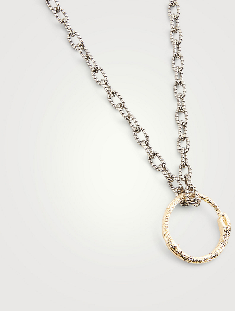 snake ring pendant necklace in gold