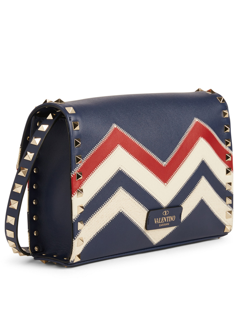 VALENTINO GARAVANI Medium Rockstud Leather Crossbody Bag In Chevron