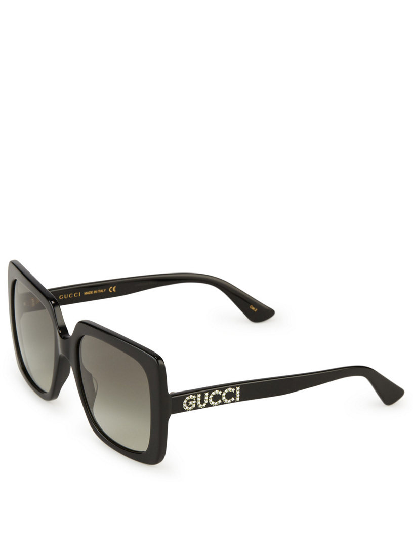 gucci oversize square sunglasses with crystals