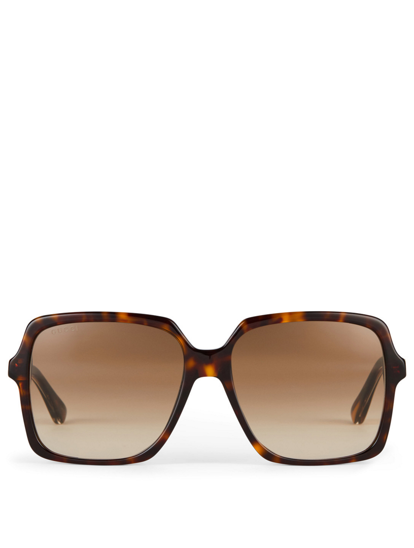 gucci brown square oversized sunglasses