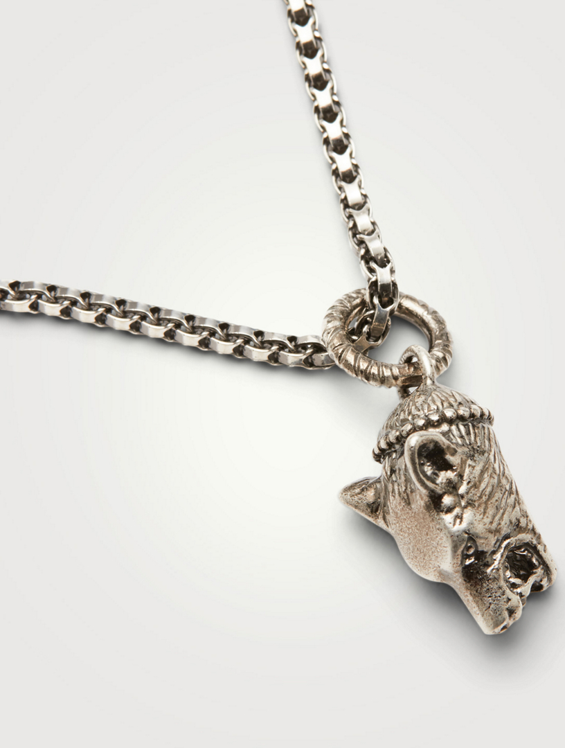 gucci silver wolf head pendant