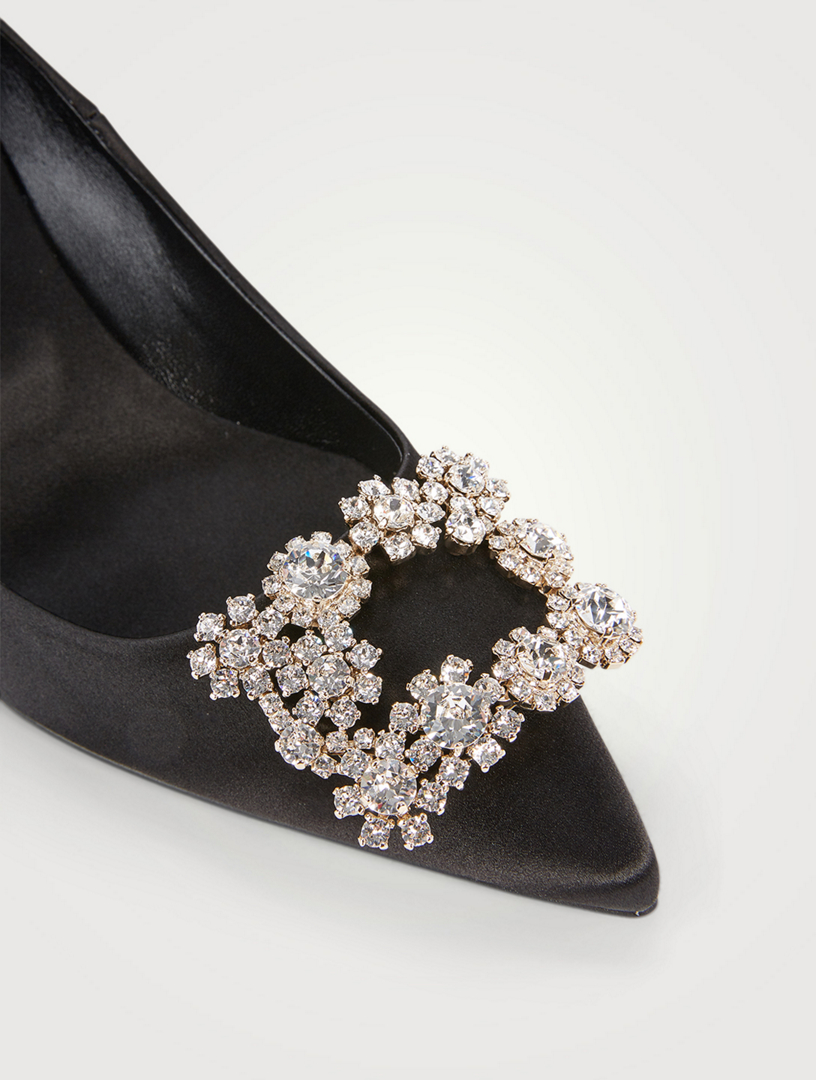 ROGER VIVIER Flower Strass Satin Pumps | Holt Renfrew Canada