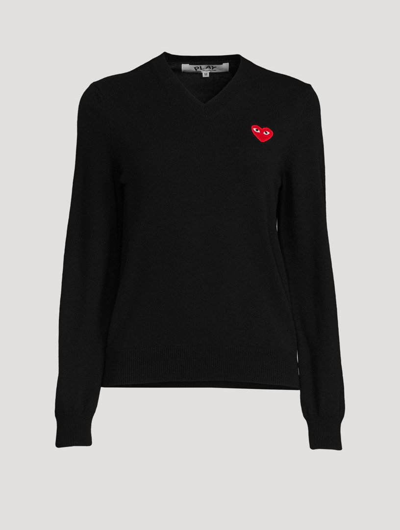 COMME DES GARÇONS PLAY Wool Heart V-Neck Sweater | Holt Renfrew Canada