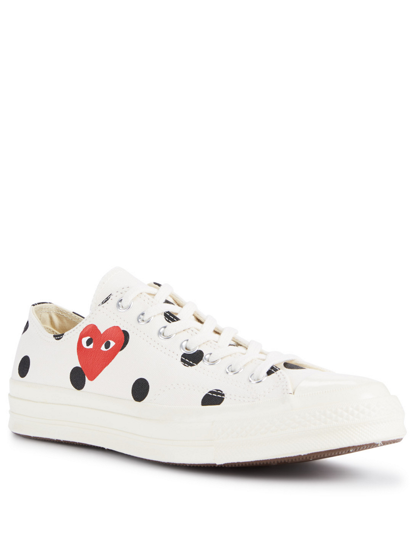 cdg converse white polka dot