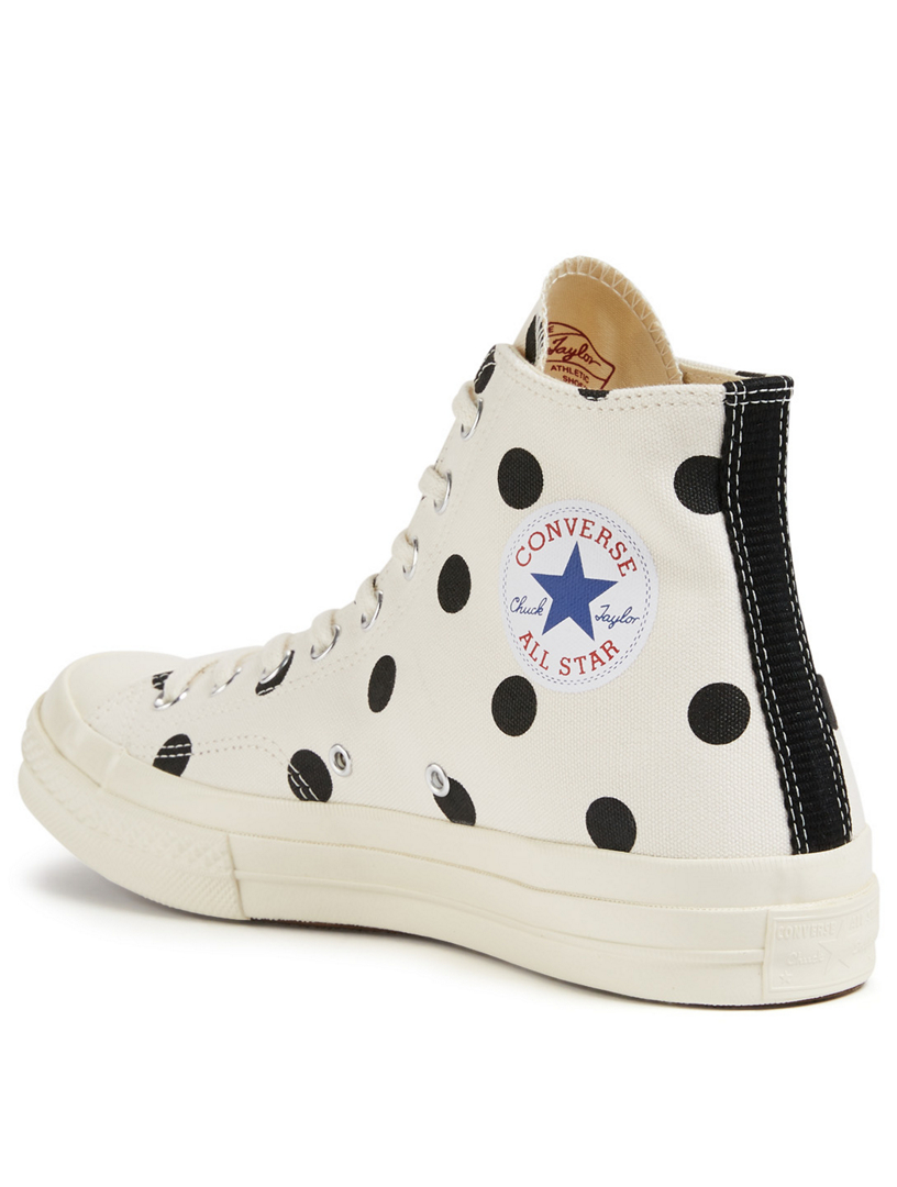 comme des garcons converse high top black polka dot