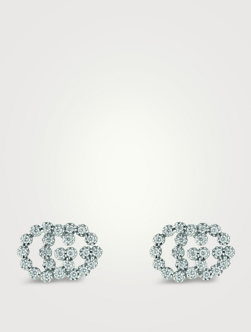 GUCCI GG Running 18K White Gold Stud Earrings With Diamonds | Holt Renfrew  Canada