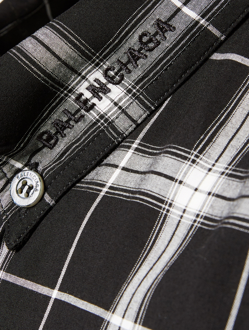 BALENCIAGA Short Sleeve Button-Down Shirt In Plaid | Holt Renfrew