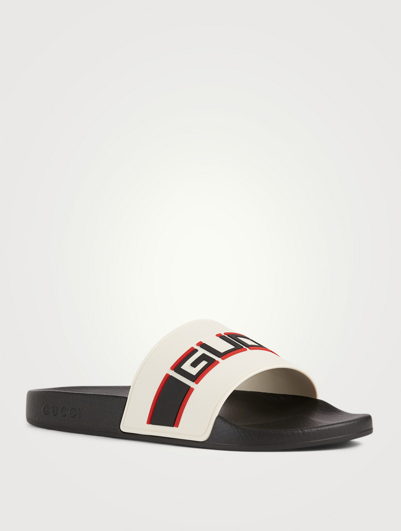 GUCCI Stripe Rubber Slide Sandals 