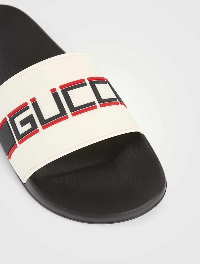 gucci stripe rubber slide sandal red