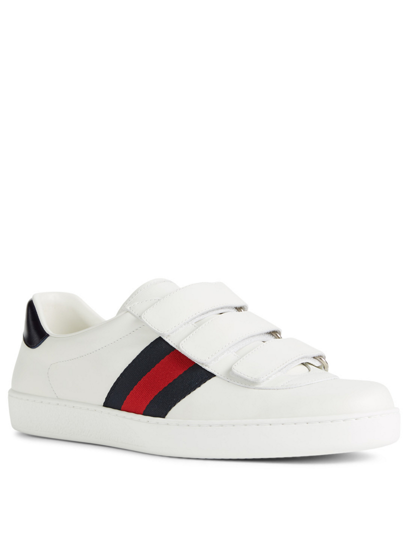 GUCCI Ace Leather Sneakers With Web 