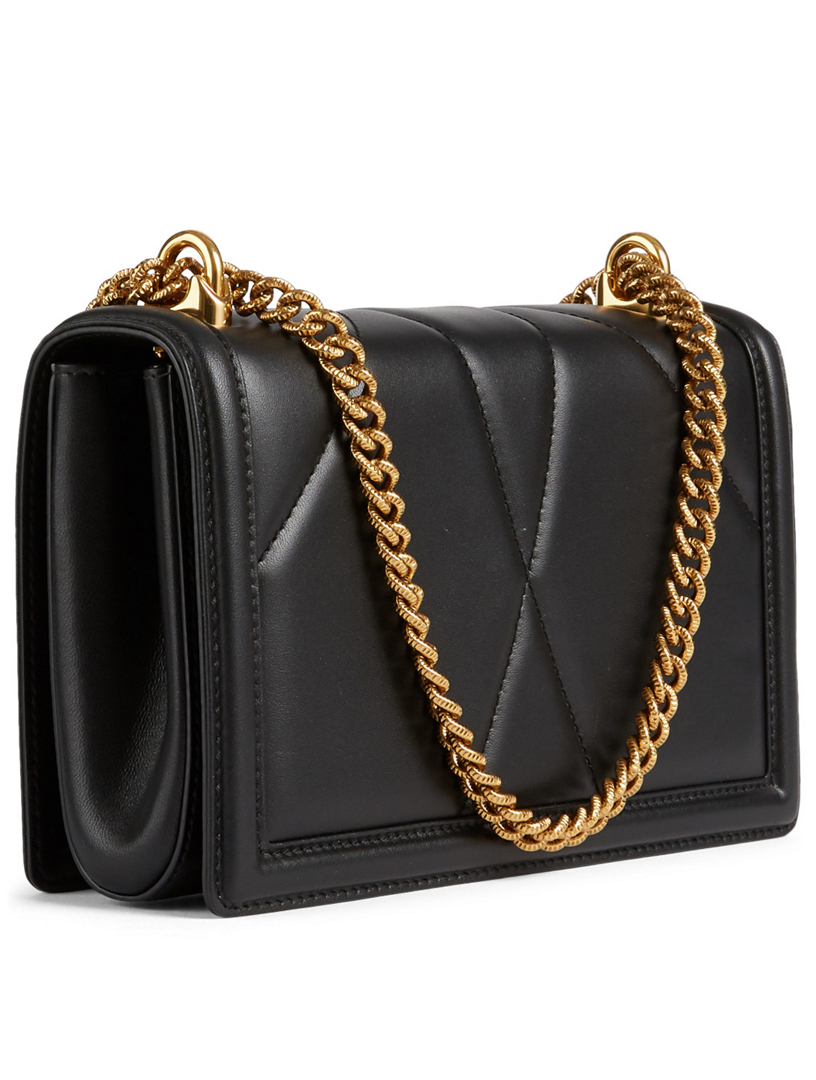 dolce and gabbana black leather shoulder bag