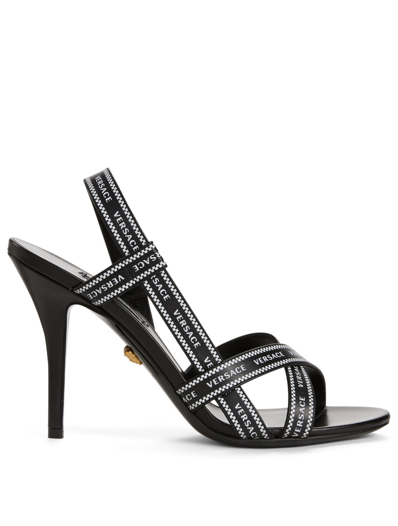 VERSACE Nastro Versace Leather Heeled Sandals | Holt Renfrew